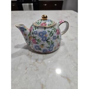 Small Chintz Alexandra Flower Teapot Ceramic Super Cute 3" Tall Multicolored